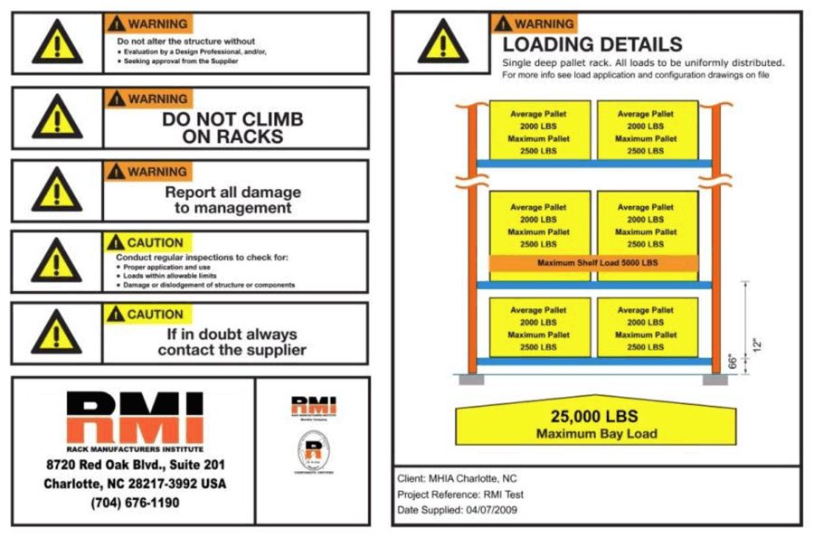 Warehouse Load Plaques