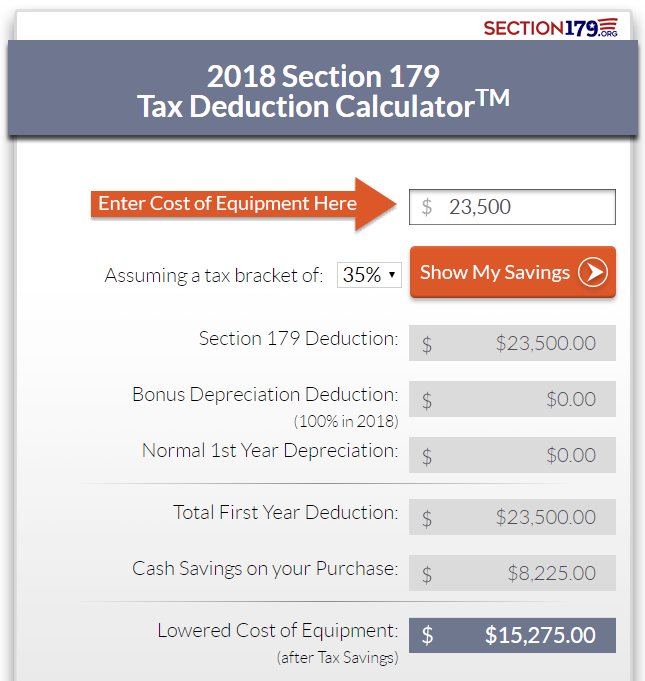 Section 179 2018 Calculations